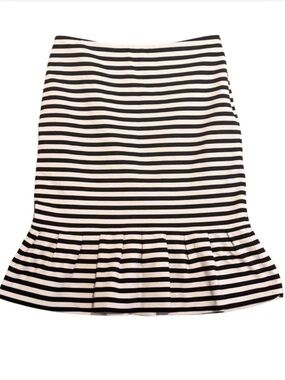 White House Black Market Black and White Striped Pencil Skirt with Flounce Hem
